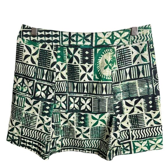 Rip Skirt Emerald Tapa Green & Black Geometric Pattern Wrap Skirt Beachy Size SM - Picture 4 of 7